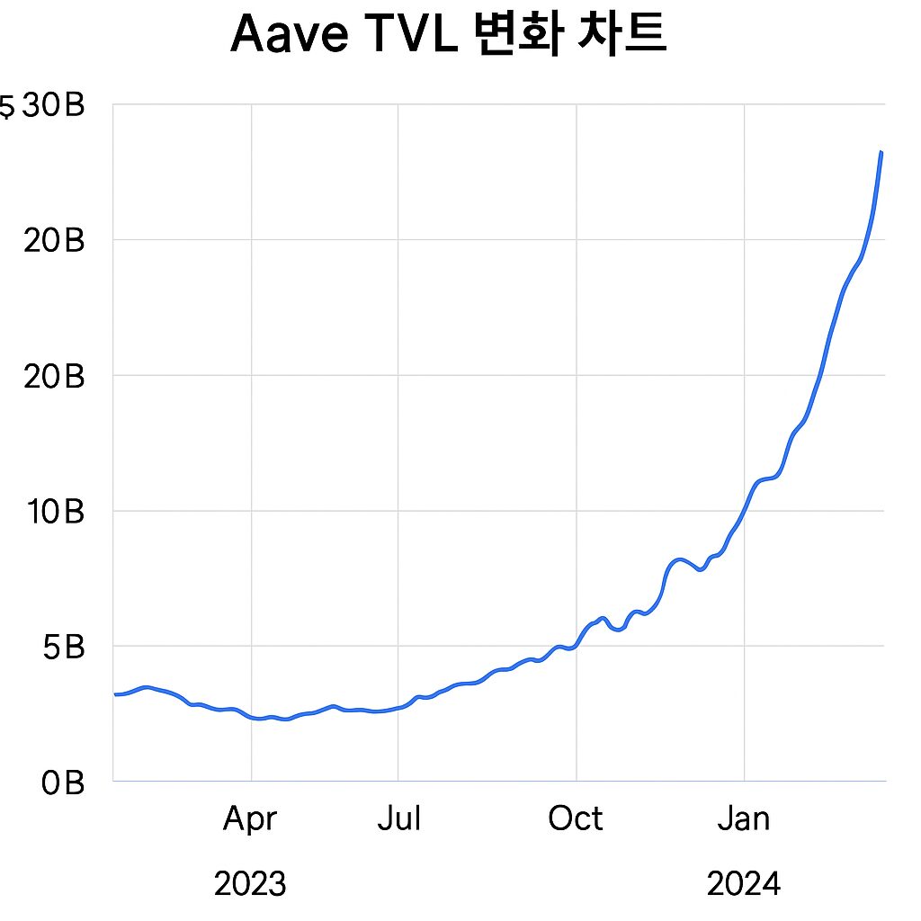 Aave TVL 변화 차트