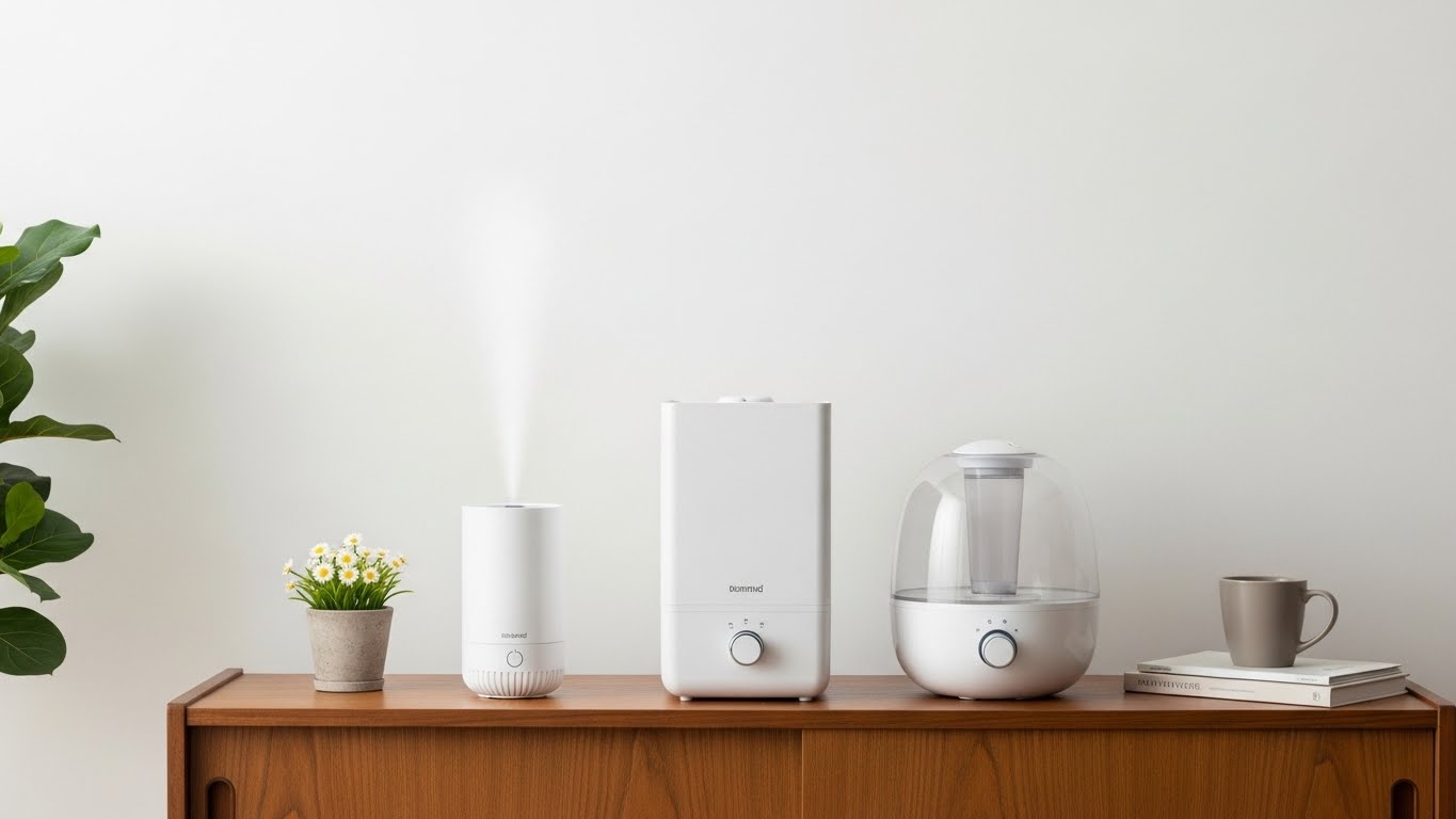 가습기 타입별 사용 환경을 보여주는 실내 사진