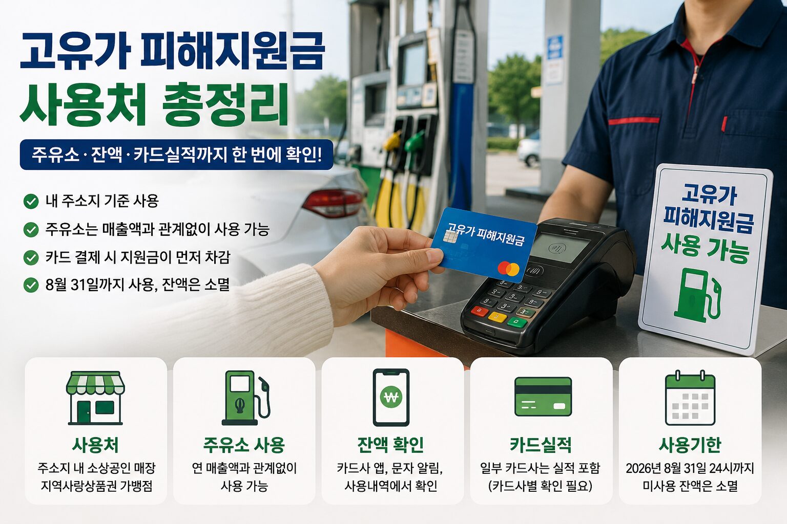 주유소에서 고유가 피해지원금 카드 결제를 확인하는 모습