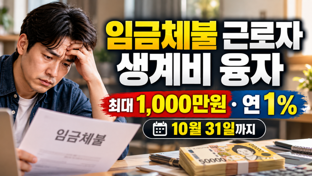임금체불 근로자 생계비 융자 최대 1,000만원 연 1% 안내