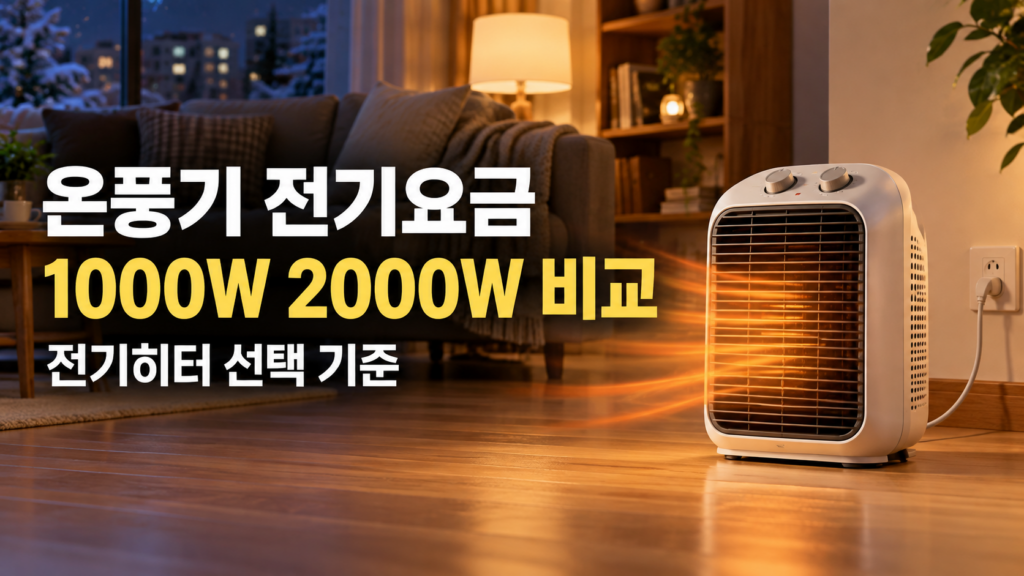 온풍기 전기요금 1000W 2000W 비교와 겨울철 전기히터 구매 기준